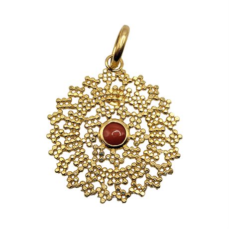 14K Gold Coral d'Napoli Sunburst Pendant