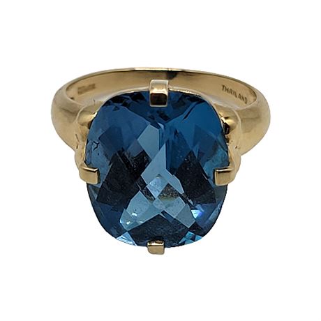 10K Gold Clyde Duneier London Blue Topaz Ring