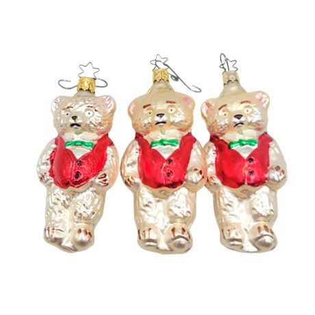 Vintage Bears in Red Suits Christmas Tree Ornaments