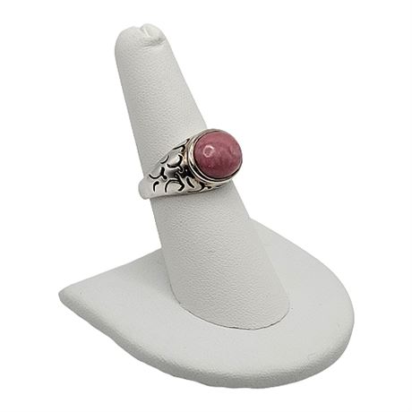 Sterling Silver Rhodochrosite Signed Ring
