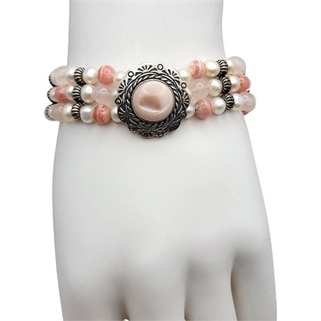 Relios Sterling Silver & Pink Shell Bracelet