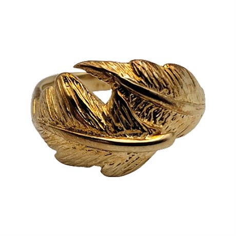 Veronese 18K Gold Vermeil Over Sterling Silver Feathers Ring