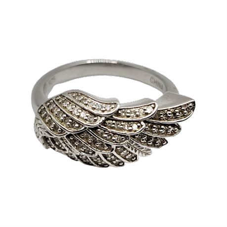 Affinity Diamonds Sterling Silver Angel Wing Diamond Ring