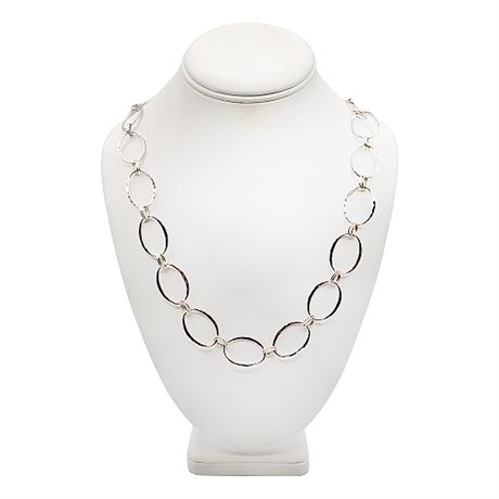 Sterling Silver RLM Studio 36" Hammered Link Necklace