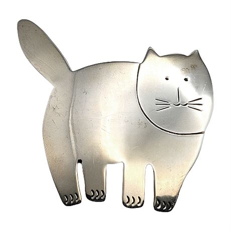 Sterling Silver Cat Brooch