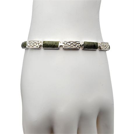 Sterling Silver Connemara Marble Celtic Knot Bracelet