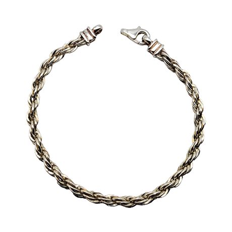 Sterling Silver Rope Bracelet - Needs Repair