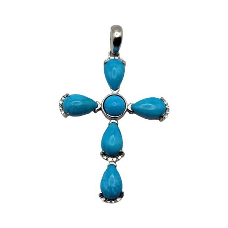 Sterling Silver Turquoise Cross Pendant