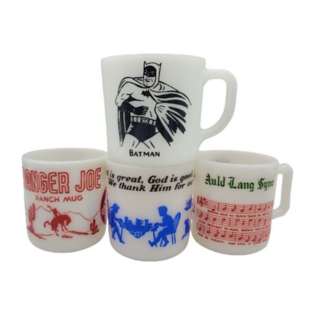 Hazel Atlas & Westfield Milk Glass Mugs Lot