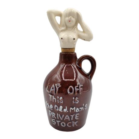 Vintage Japanese Redware Nude Lady Liquor Jug