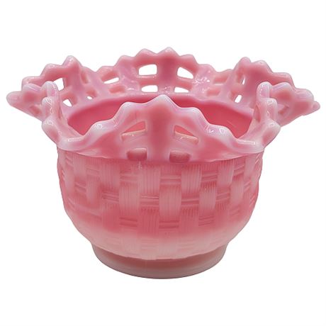 Fenton "Rosalene" Basketweave Basket Bowl