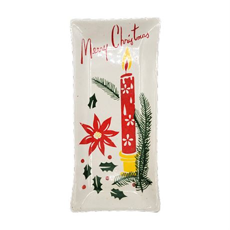 Mid-Century Ceramic Merry Christmas Mini Tray