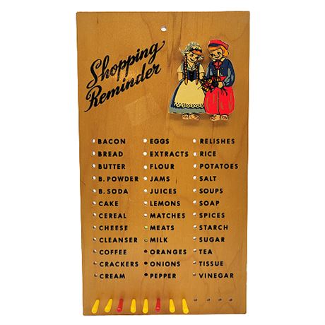 Vintage Wood Shopping Reminder Pegboard
