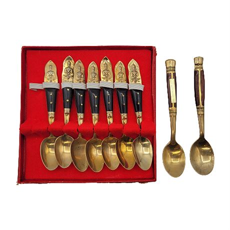 Vintage Samran Thailand Bronze Demitasse Spoons