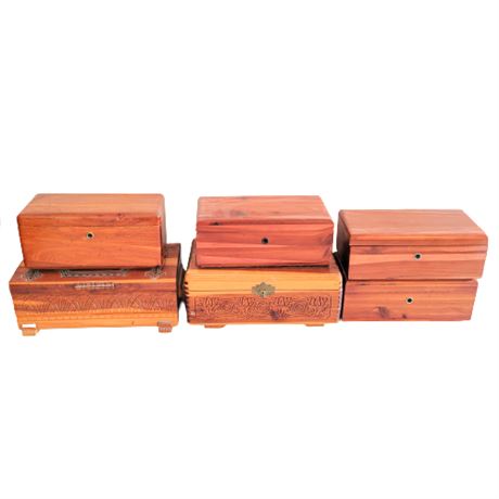 Lot of 6 Wood Jewelry Boxes