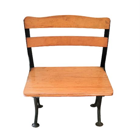 Vintage Maple / Cast Iron School Bench
