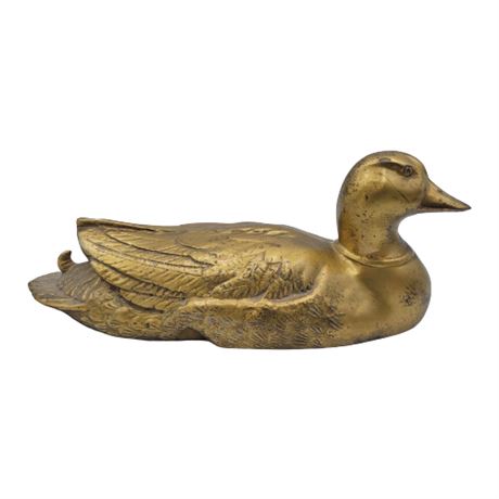 Vintage Brass Duck Doorstop
