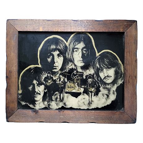 Vintage Printed Glass The Beatles Art
