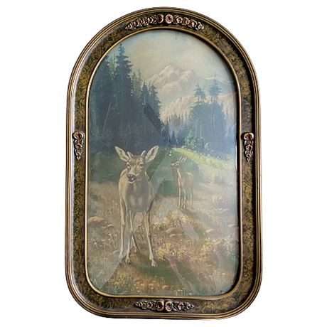 Framed Turn-of-the-Century W.A. Carson Deer Print