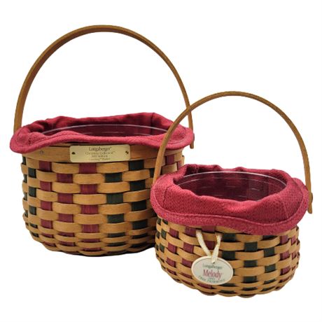 2003 Longaberger Christmas Collection Caroling & Melody Tree-Trimming Baskets