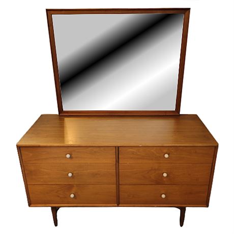 Mid-Century Kipp Stewart for Drexel Declaration Walnut Dresser & Mirror