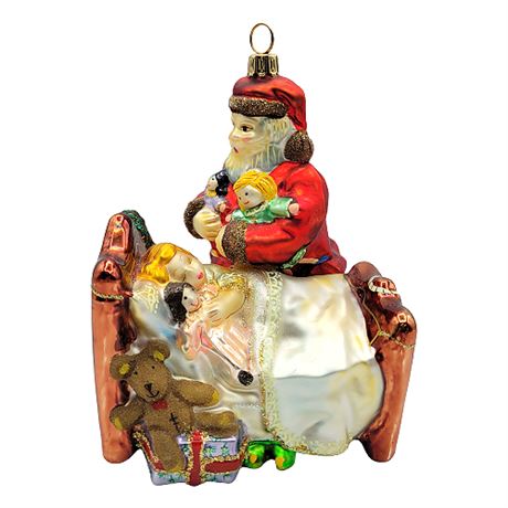 "Awaited Visitor" Platinum Polonaise Collection by Komozja Blown Glass Ornament