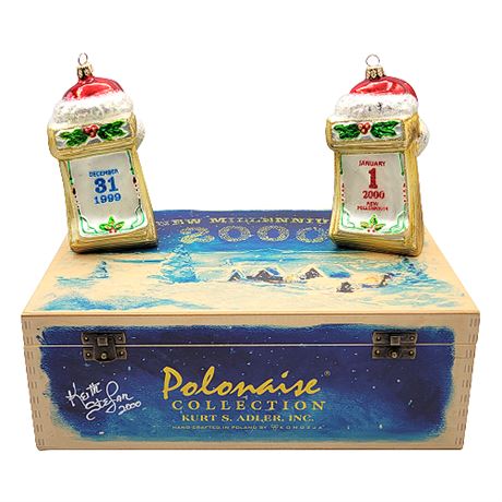 "New Millenium 2000" Kurt S. Adler Polonaise Collection Blown Glass Ornaments