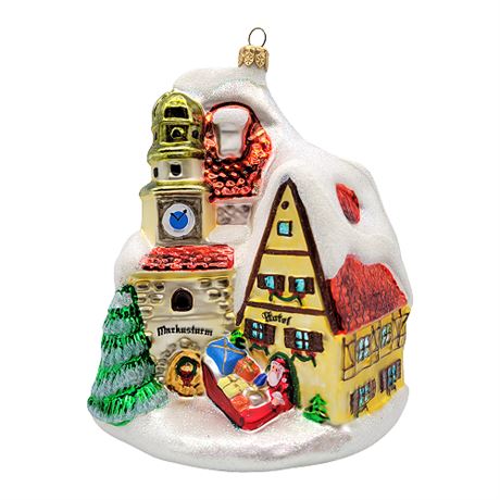 Rothenburg, Germany Christmas Market Hand-Painted Blown Glass Ornament