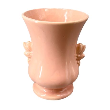 McCoy Pottery Pink Floral Handle Urn Vase