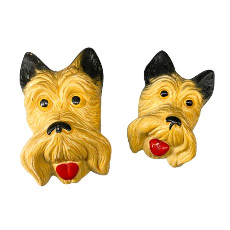 Chalkware Terrier Wall Hangers