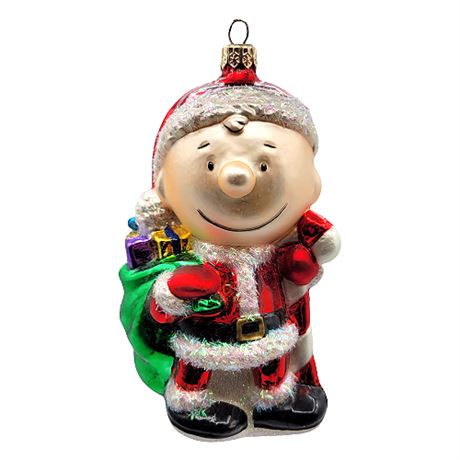 "Charlie Brown Santa" Polonaise Collection by Komozja Blown Glass Ornament