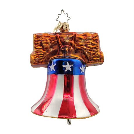 Christopher Radko Liberty Bell Blown Glass Ornament