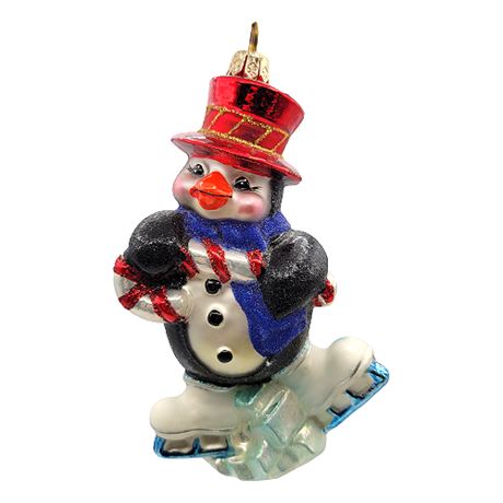 "Frolicking Penguin" Polonaise Collection by Komozja Blown Glass Ornament