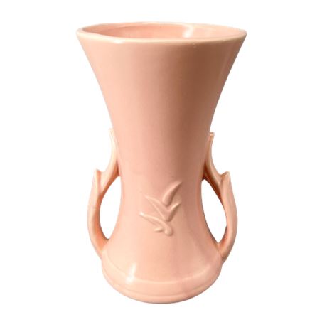 McCoy Pottery Pink Deco Double Handled Vase