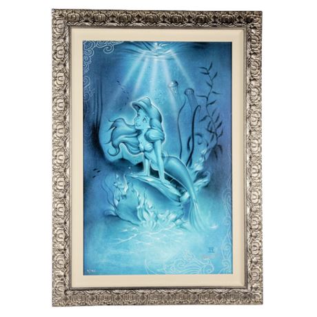 Framed Noah Elia Disney "Little Mermaid" Signed Canvas Giclee Print