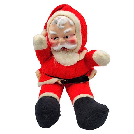Vintage Rubber Face Plush Santa Doll