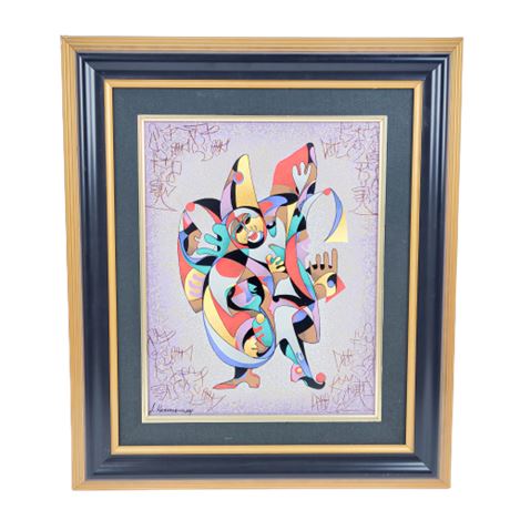 Framed A. Krasnyansky Hand Embellished "Kloun Claun" Signed Original Serigraph