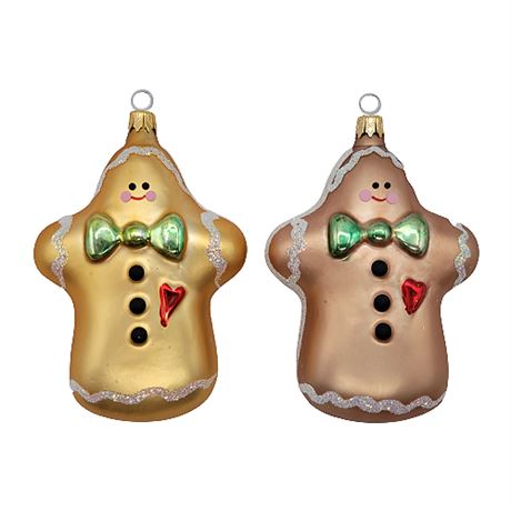 Vintage Columbia Gingerbread Hand Painted Blown Glass Ornaments