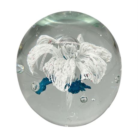Floral Art Glass Paperweight