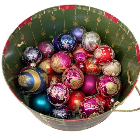 Hand Painted Blown Glass Ornament Lot