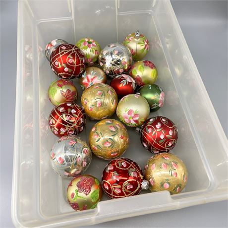 Hand Painted Blown Glass Ornament Lot