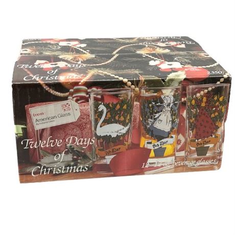NIB Indiana Glass 12 Days of Christmas Glass Set