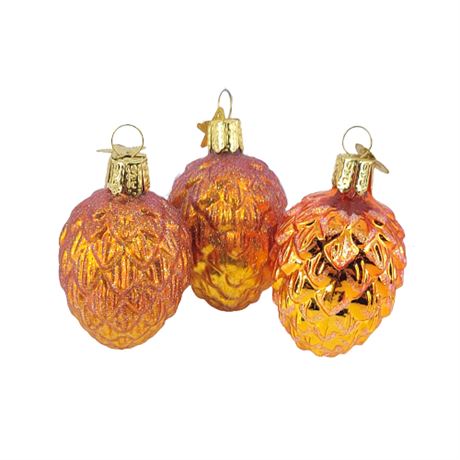 OWC Frosted Burnt Orange Pine Cone Ornaments