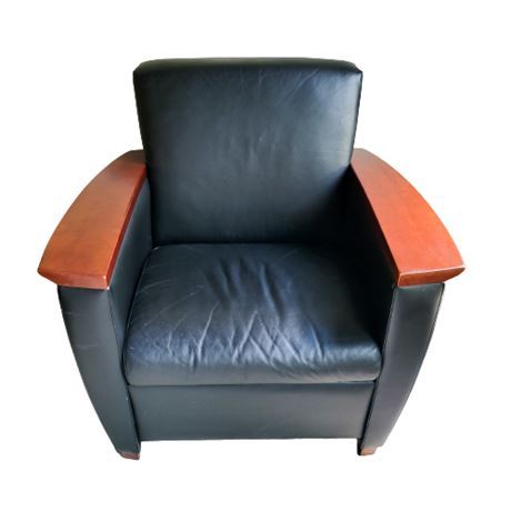 JOFCO Inc. Black Leather Arm Chair 1 of 2