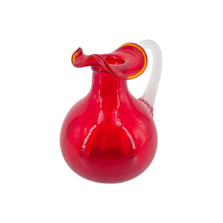 Vintage Fenton Red Art Glass Pitcher