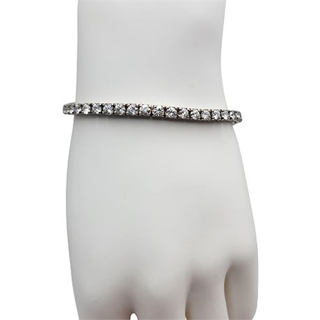 Signed Sterling Silver CZ Tennis Bracelet