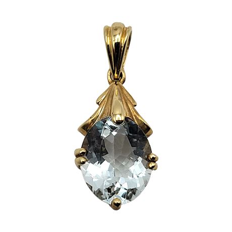 14K Gold STS Jewels Aquamarine Pendant