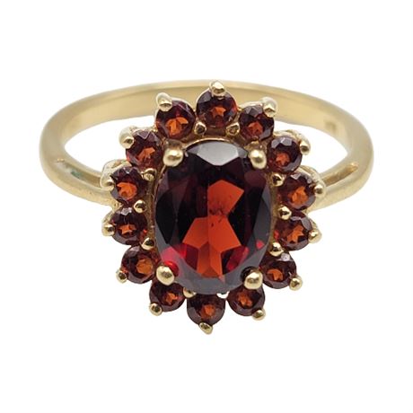 Heng Ngai 10K Gold Garnet Cluster Ring