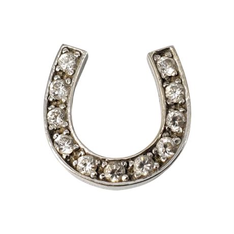 14K White Gold CZ Lucky Horseshoe Pendant