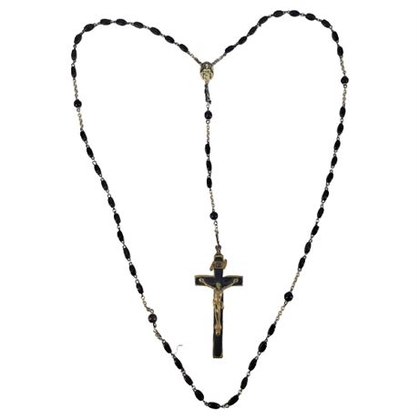 Vintage Wood & Brass Rosary